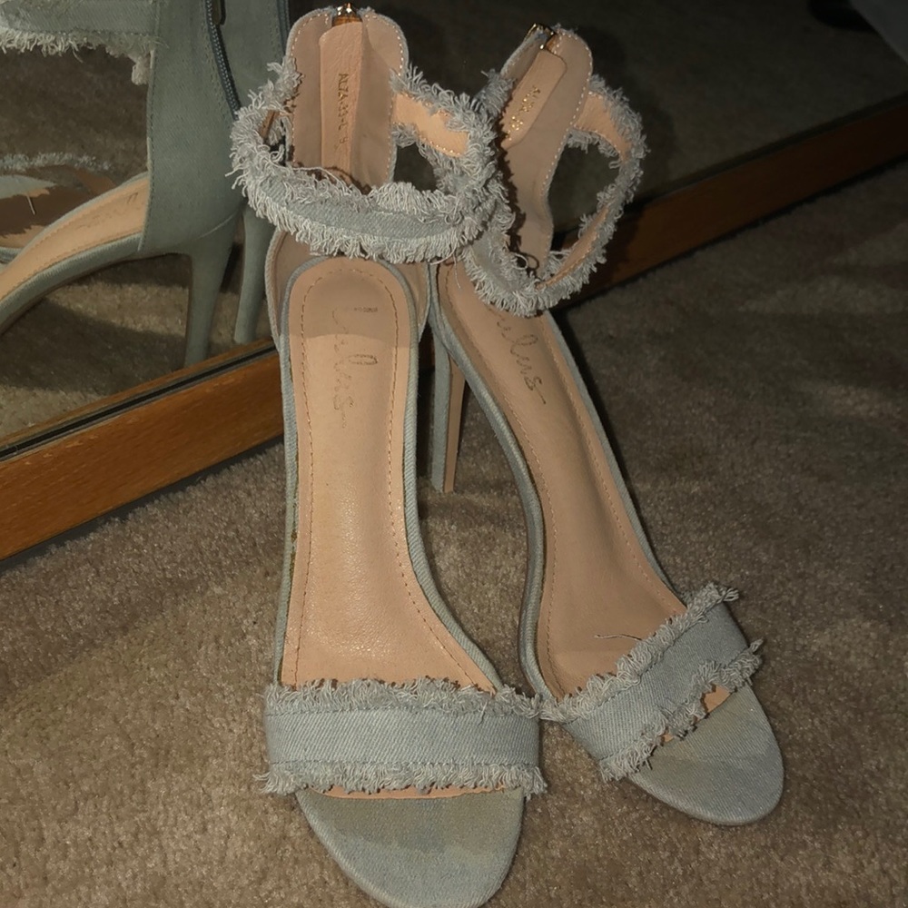 White Washed Denim Heels